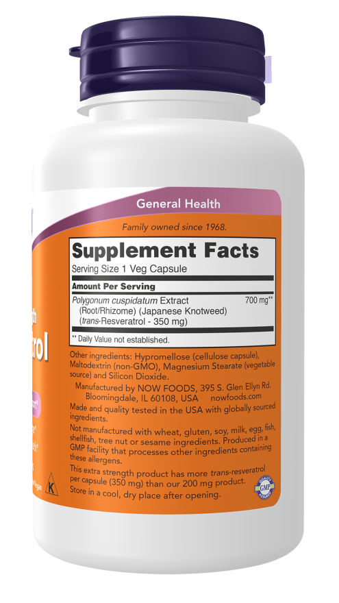Resveratrol, Extra Strength 350 mg Veg Capsules