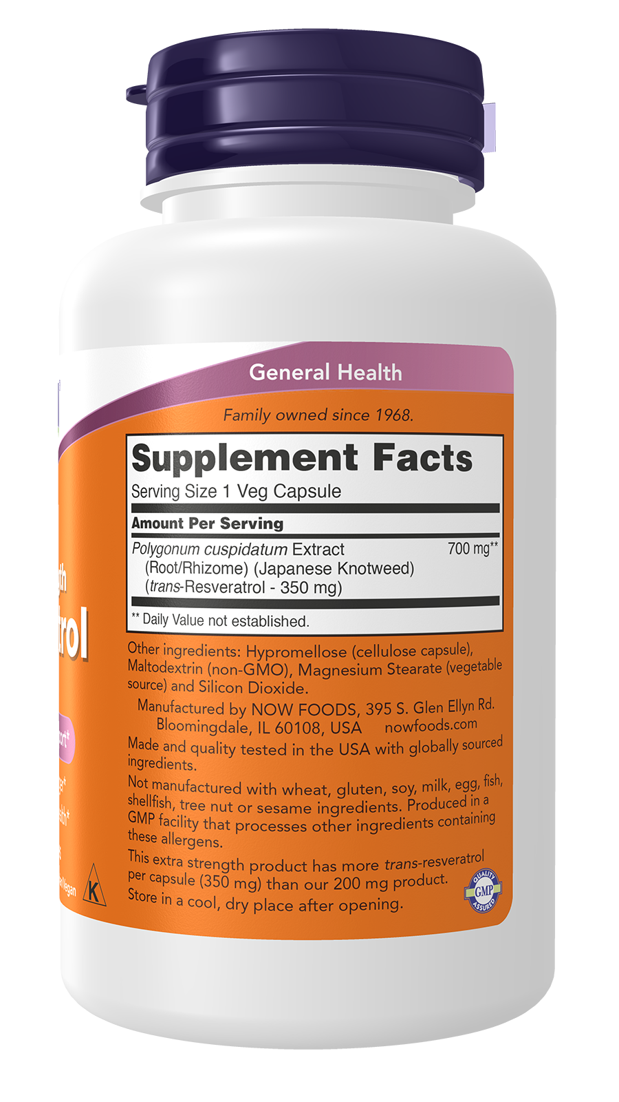 Resveratrol, Extra Strength 350 mg Veg Capsules