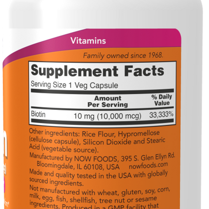 Biotin 10 mg (10,000 mcg), Extra Strength Veg Capsules