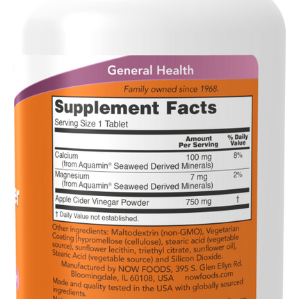 Apple Cider Vinegar, Extra Strength 750 mg Tablets