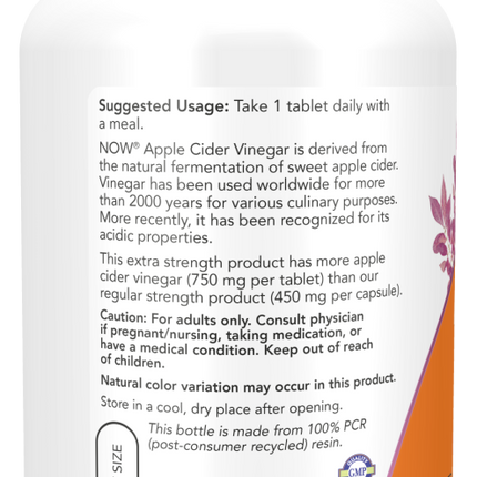 Apple Cider Vinegar, Extra Strength 750 mg Tablets