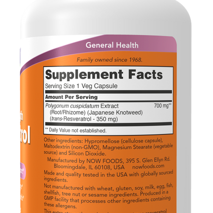 Resveratrol, Extra Strength 350 mg Veg Capsules