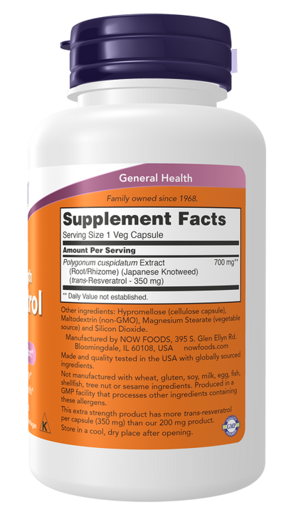 Resveratrol, Extra Strength 350 mg Veg Capsules