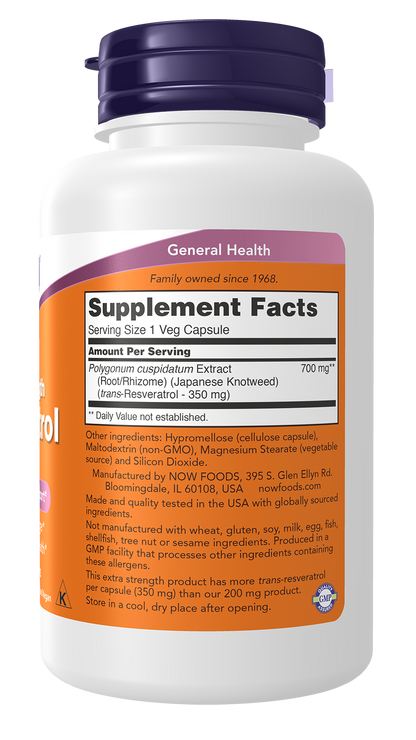 Resveratrol, Extra Strength 350 mg Veg Capsules