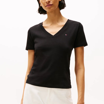 Camiseta slim de cuello de pico dama