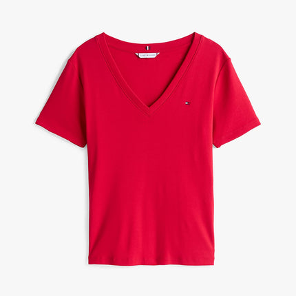 Camiseta slim de cuello de pico dama
